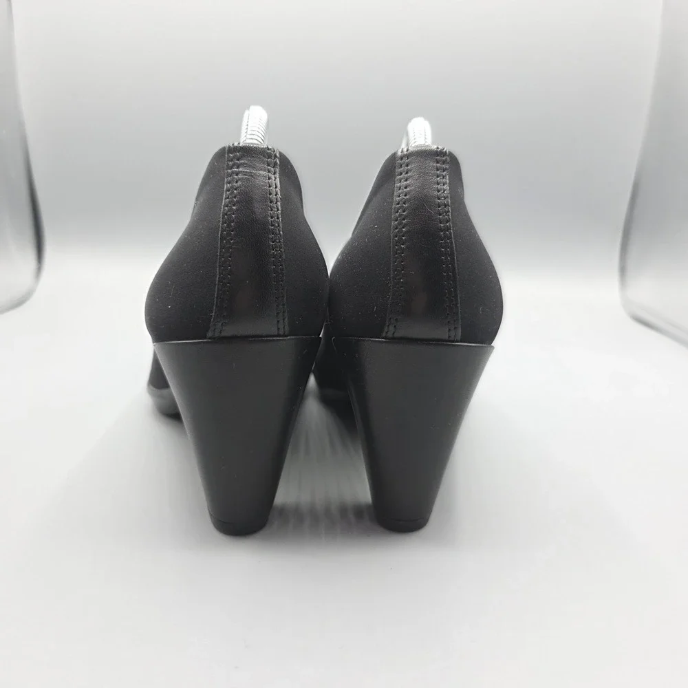 ECCO Shape 55 Plateau Pumps Womens 37 Black Stretch Fabric Comfort Slip On Heels
